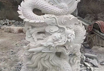 漢白玉浮雕產品-漢白玉石雕龍